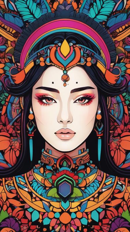 Random artwork, single person, intricate background, colorful