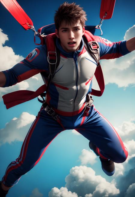 boy skydiving, clouds, wind, muscular,
vibrant colors, colorful art style, 
soft lighting, soft shadows, detailed textures, dynamic lighting, 
nice hands, perfect hands, 
<lyco:GoodHands-beta2:1.0> 
<lora:add_detail:1>