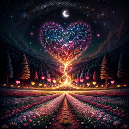 ValentineNatureStyle,flower,outdoors,sky,tree,no humans,night,grass,star (sky),heart shaped stars,heart shaped moon,nature,night sky,scenery,starry sky,field,colorful
,heart shaped flower,valentine,  <lora:ValentineNatureStyle:1>, <lora:add_detail:0.8> <lora:more_details:0.8> <lora:colorfix:0.8>