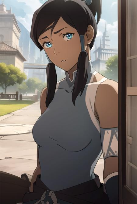 avatarkorra, <lora:korra-lora-nochekaiser:1>,
korra, long hair, black hair, ponytail, dark skin, dark-skinned female, topknot,
BREAK ,
BREAK looking at viewer,
BREAK outdoors,
BREAK <lora:GoodHands-vanilla:1>, (masterpiece:1.2), best quality, high resolution, unity 8k wallpaper, (illustration:0.8), (beautiful detailed eyes:1.6), extremely detailed face, perfect lighting, extremely detailed CG, (perfect hands, perfect anatomy),