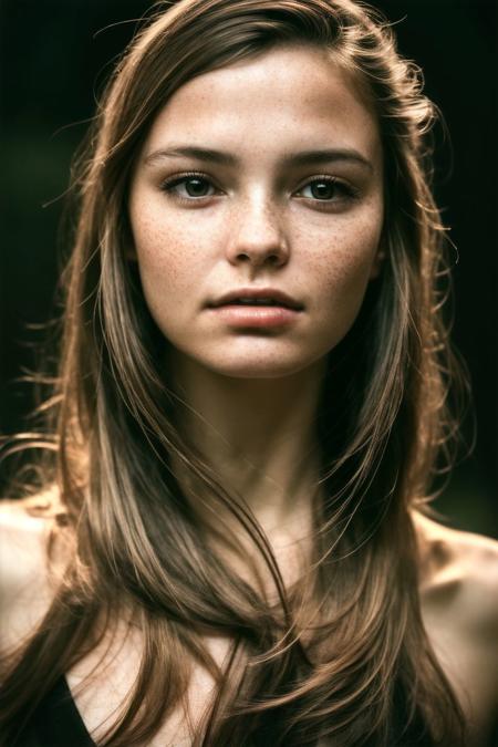 (close-up, editorial photograph of a 21 year old woman), (highly detailed face:1.4) (smile:0.7)
(background inside dark, moody, private study:1.3) 
(8k, RAW photo, dslr, hdr, highest quality), (realistic shadows), intricate details, muted colors, professional, soft volumetric lighting, depth of field, film grain, smooth, real life, photographed on a Canon EOS R5, 50mm lens, F/2.8, RAW candid cinema, 16mm, color graded portra 400 film, remarkable color, ultra realistic, textured skin, remarkable detailed pupils, realistic dull skin noise, visible skin detail, skin fuzz, dry skin, shot with cinematic camera