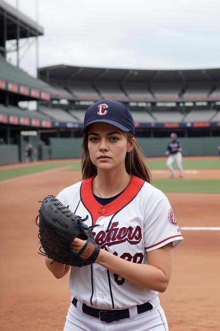 picture of (l4ub3rl1n:0.99:0.99), a woman playing baseball is catching a ball, (holding baseball glove, wearing baseball_uniform:1.3), black uniform, good hand, (((inside_stadium))), modelshoot style, (extremely detailed CG unity 8k wallpaper), ((realism)), extremely high quality RAW photograph, detailed background, intricate, Exquisite details and textures, highly detailed, sharp focus, dramatic, (looking at viewer), (detailed pupils:1.3), (short hair:1.2), (closeup:1.2), <lora:baseball_uniform:0.5>