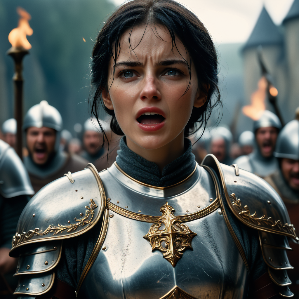 cinematic_still_long_shot_of_hkstyle_joan_of_arc_wearing_simple_medieval_armor__cropped_short_dark_hair__screaming_for_attack__open_mouth__sweaty_and_bloody_skin___emotional__harmonious__vignett_1.png
