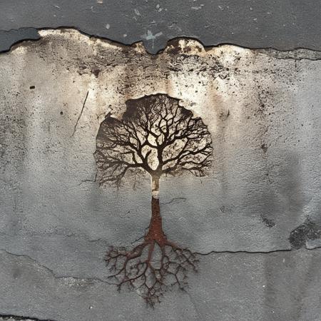 cinematic photo beautiful (tree with strong roots:1.1)  growing from cracked broken metal scifi intricate engine  device, simple cracked background, pbr texture, grit, stains, rust <lora:Grit-SDXL:1.2> , cracks in asphalt <lora:asphalt-SDXL-m:0.4>, mist . 35mm photograph, film, bokeh, professional, 4k, highly detailed