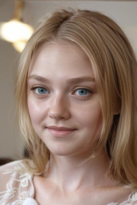 masterpiece, best quality, cinematic, volumetric lighting, very detailed, high resolution, sharp, sharp image, 4k, 8k, 35 mm,
<lora:DakotaFanning_smf_lora_v01_m01:0.9>, 1girl, d4k0t4f4-smf, solo, blonde hair, photo (medium), realistic, smile, blue eyes, face, lips, blurry, long hair, portrait, closed mouth, looking at viewer, close-up, depth of field, blurry background, eyelashes, photorealistic, eyebrows, grey eyes, nose, light smile, green eyes, forehead