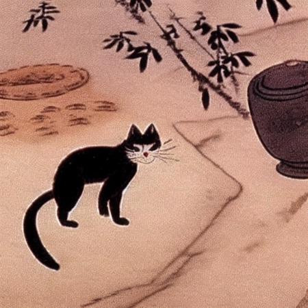 best quality, a cat, shinyunbok painting