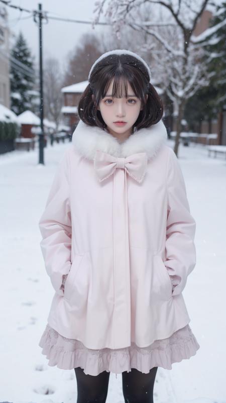 Twinkle,pink coat,fur collar,bow,