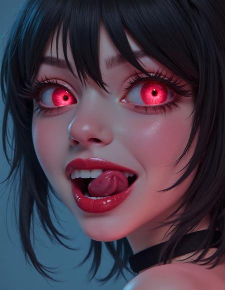 Close-up of Anime girl, succubus, age 21, sultry expression, sxxxymouth, tongue on teeth, night, dark castle, concept art, sketch