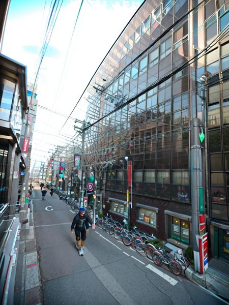 masterpiece, best quality, ultra-detailed, illustration,
2FN, ground vehicle, bicycle, outdoors, power lines, scenery, street, road, building, sky, city, day, utility pole, motor vehicle, 1boy, solo, walking, 
<lora:NishikitaKouen:1>