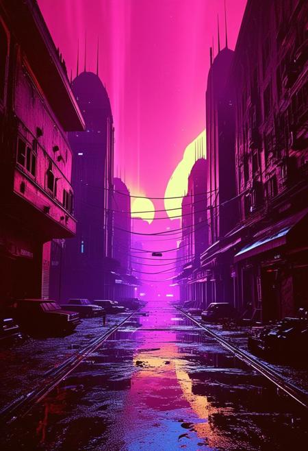 An otherworldly street with buildings made of light and shadows, the ground pulsating with vivid, ever-changing hues, embodying a dream within a dream, 
in the style of the eerie ambiance of Ridley Scott's 'Alien' with 80s sci-fi nostalgia. Blend dreamlike, claustrophobic spaces, grimdark Warhammer 40K magic, and campy yet sinister tones. Envision a surreal, dystopian world where arcane forces meet retro-futuristic sci-fi, creating a uniquely haunting tableau
, in the style of an old 80's VHS dark fantasy, VHS screen grab, grainy, old footage