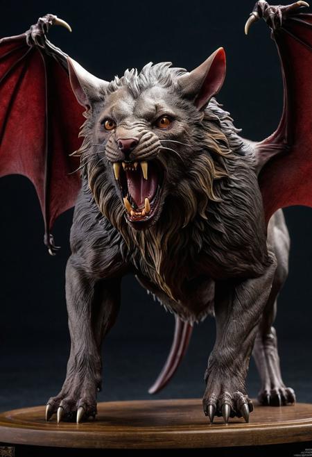 (masterpiece), best quality, large hybrid creature, combine a vampire bat and a lion