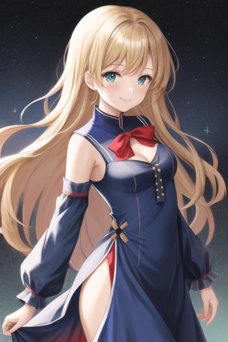 solo, woman, {looking at viewer|looking away|looking to the side} dark hair {blonde streaks|red streaks|blue Streaks}, wearing, {black|red|green|blue} sailor dress, cute face, smirk, {small breasts|medium breasts|large breasts}