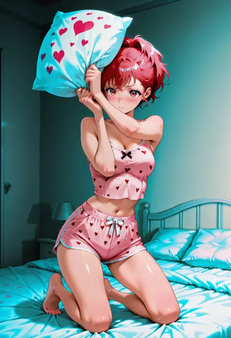 Heart Print Bow Decor PJs