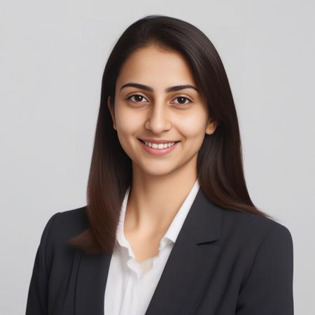 desilatte, headshot photo of a 30 year old woman,  in a business suit, against flat matte, white background, small smile, natural lighting  <lora:DesiCoffeeSDXL-000002:1>