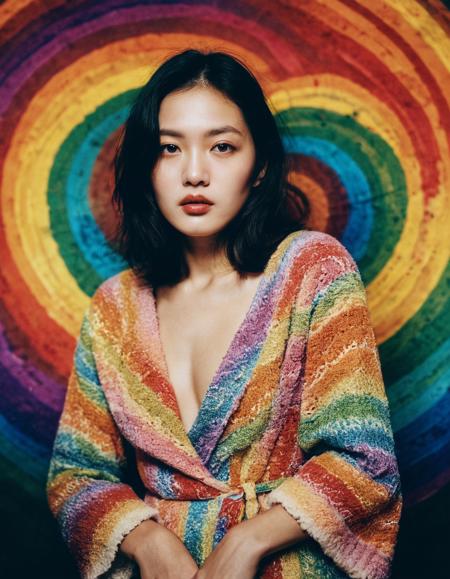 lewd, slutty, photograph, portrait, close up of a Seo-jin, Lomography, cozy and elegant, rainbow swirl, Unsplash, [designed by Martin Stranka| Chris Friel], RAW photo, artistic, highly contrasted, excellent composition, intricate artistic color, extremely stylish, sublime, colorful, full color