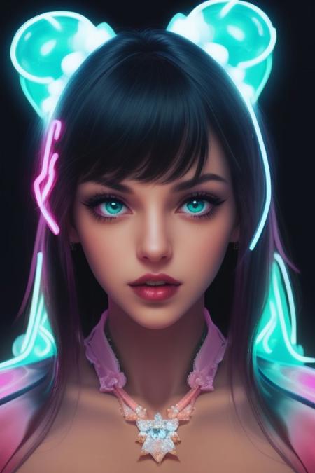 gorgeous neon diamond, close up,