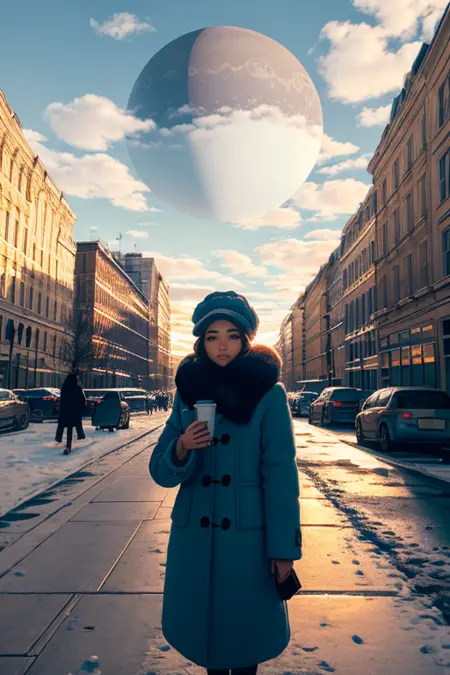 Planet in background