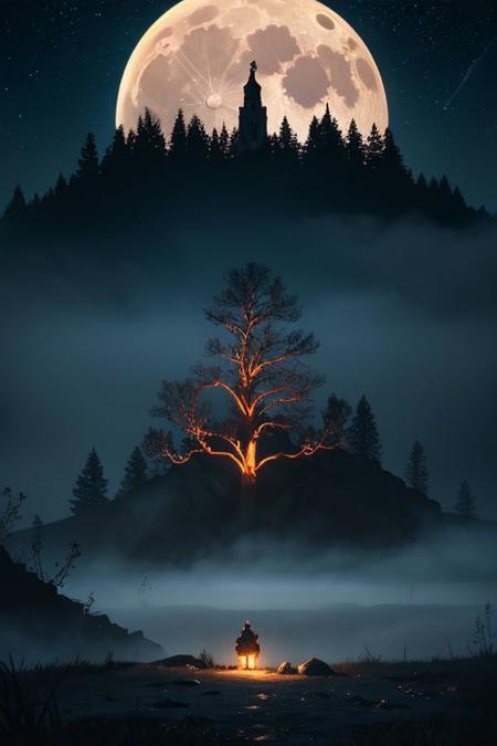 Digital art, Aragorn, dark-forest, mystery-fog, moon, stars, 
Laurelin Telperion Tolkien, digital Art, perfect composition, beautiful detailed intricate insanely detailed octane render trending on artstation, 8k artistic photography, photorealistic concept art, soft natural volumetric cinematic perfect light, chiaroscuro, award - winning photograph, masterpiece, oil on canvas, raphael, caravaggio, greg rutkowski, beeple, beksinski, giger,  <lora:add_detail:1.2>, night photography, nocturnal beauty, city lights, starry skies, celestial wonders, moonlit landscapes, urban glow, capturing the essence of darkness, ethereal atmosphere, dramatic shadows, magical ambiance, long exposure techniques, expert use of light sources