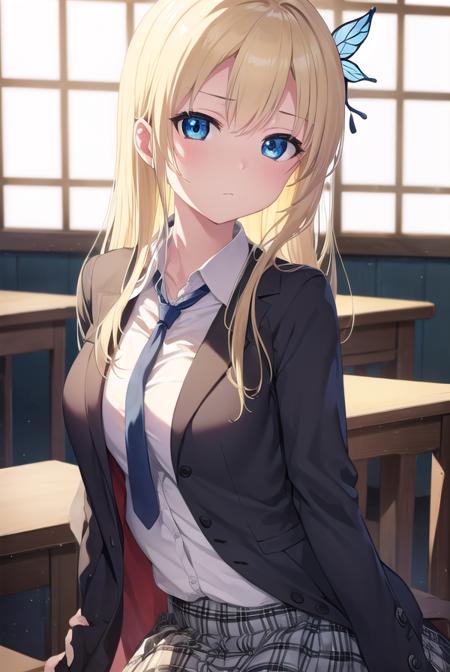 senakashiwazaki, <lora:sena kashiwazaki-lora-nochekaiser:1>,
sena kashiwazaki, blonde hair, butterfly hair ornament, hair ornament, long hair,
BREAK cardigan, checkered clothes, checkered skirt, jacket, long sleeves, necktie, school uniform, shirt, skirt, st. chronica academy school uniform
BREAK indoors, classroom,
BREAK looking at viewer, (cowboy shot:1.5),
BREAK <lyco:GoodHands-beta2:1>, (masterpiece:1.2), best quality, high resolution, unity 8k wallpaper, (illustration:0.8), (beautiful detailed eyes:1.6), extremely detailed face, perfect lighting, extremely detailed CG, (perfect hands, perfect anatomy),