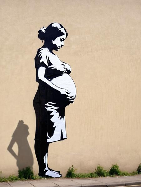 a pregnant woman, banksy art