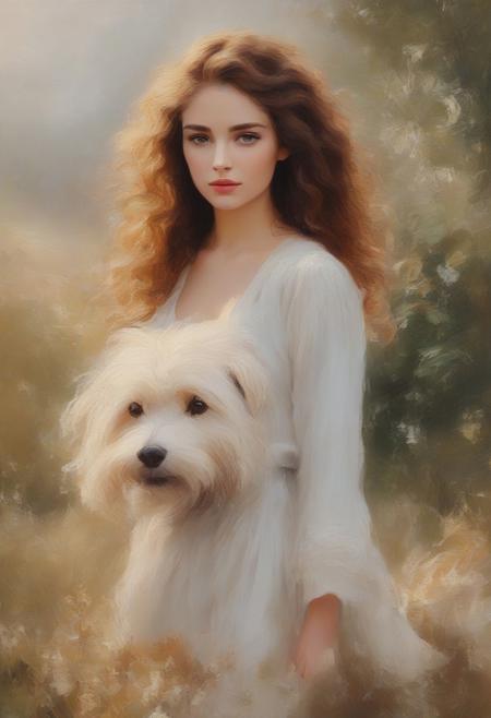 Portrait of woman with very volumous, elegant curly hair in nature, fluffy, novuschroma25 style <lora:novuschroma25 style_light:1>, <lora:sdxl_lightning_8step_lora:1>