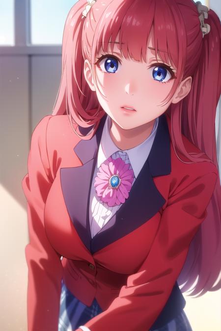 yumemiyumemite, <lora:yumemi yumemite s2-lora-nochekaiser:1>,
yumemi yumemite, long hair, blue eyes, very long hair, pink hair, two side up,
BREAK skirt, shirt, school uniform, jacket, white shirt, pleated skirt, collared shirt, black skirt, blazer, (red jacket:1.5),
BREAK indoors, classroom,
BREAK looking at viewer, (cowboy shot:1.5),
BREAK <lyco:GoodHands-beta2:1>, (masterpiece:1.2), best quality, high resolution, unity 8k wallpaper, (illustration:0.8), (beautiful detailed eyes:1.6), extremely detailed face, perfect lighting, extremely detailed CG, (perfect hands, perfect anatomy),