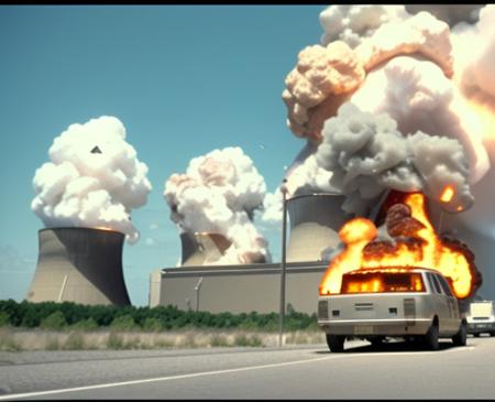 <lora:Blow It Up - (Trigger words are Explosion Artstyle) :1> explosion artstyle, a nuclear power plant.