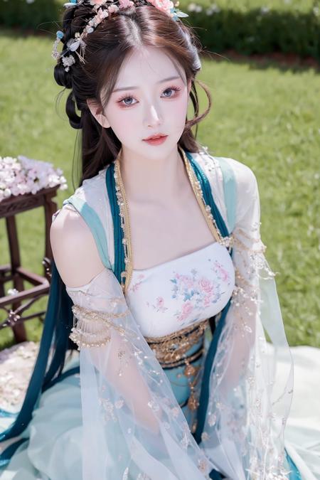 <lora:flowergirl:0.9>,ulzzang-6500-v1.1,(raw photo:1.2),((photorealistic:1.4))best quality ,masterpiece, illustration, an extremely delicate and beautiful, extremely detailed ,CG ,unity ,8k wallpaper, Amazing, finely detail, masterpiece,best quality,official art,extremely detailed CG unity 8k wallpaper,absurdres, incredibly absurdres, huge filesize, ultra-detailed, highres, extremely detailed,beautiful detailed girl, extremely detailed eyes and face, beautiful detailed eyes,cinematic lighting,1girl,see-through,looking at viewer,full body,full-body shot,outdoors,arms behind back,(chinese clothes)