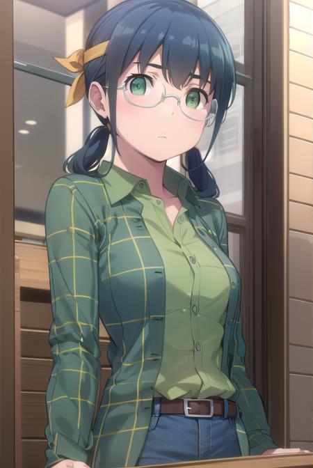 saorimakishima, <lora:saori makishima s2-lora-nochekaiser:1>,
saori makishima, twintails, blue hair, (green eyes:1.3),
BREAK shirt, glasses, belt, pants, headband, denim, jeans, plaid shirt, opaque glasses, (green shirt:1.2),
BREAK outdoors, city,
BREAK looking at viewer, (cowboy shot:1.5),
BREAK <lyco:GoodHands-beta2:1>, (masterpiece:1.2), best quality, high resolution, unity 8k wallpaper, (illustration:0.8), (beautiful detailed eyes:1.6), extremely detailed face, perfect lighting, extremely detailed CG, (perfect hands, perfect anatomy),