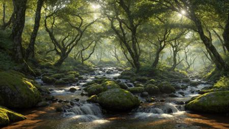 ((masterpiece:1.4,best quality)),
jungle, high trees, creek
high detail, abundant, 8k, high detail, wallpaper,