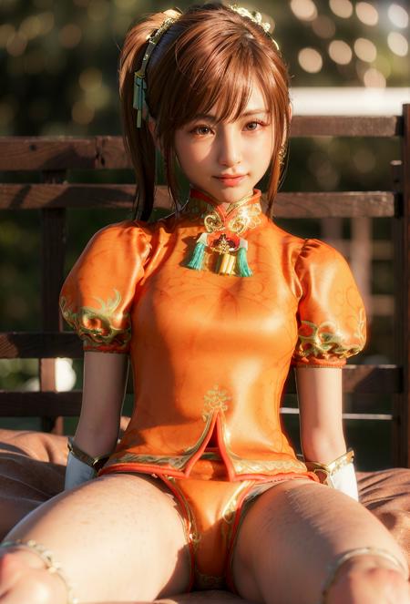 (xiaoqiao:0.9),realistic, 8K, (photorealistic:1.4), beautiful eyes, best quality, ultra-detailed, 1girl, smile, photon mapping, physically-based rendering, (((looking at camera))), realistic, solo, day, glowing skin, <lora:xiaoqiao:1.2>, <lora:CHDoll:0.2>, (((bokeh background))), gravure pose, (laying on bed in bedroom)