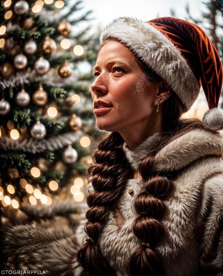 cinematic photo , <lora:quiron_Chritsmas_v1_lora:0.77> ChristmasQuiron style, Christmas, Christmas tree, Christmas decorations,  Christmas style, Christmas spirit, best quality, ultra detailed, 8k, mysterious, (Gwyneth Paltrow) as  Rey (Frozen II): Rey's new white and tan outfit, staff, and journey of self-discovery have made her a popular choice for cosplayers inspired by Frozen II., . 35mm photograph, film, bokeh, professional, 4k, highly detailed