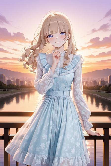 Light blue long sleeves frilled dress v1.0