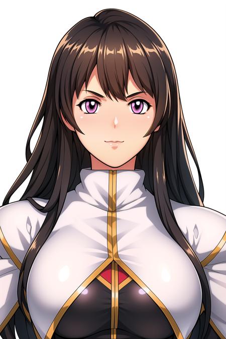 Simple White Background,
military, military uniform,white jacket,Black and red shirt ,black pants,
<lora:Maria_Owens_Gundam-KK77-V1:0.7>,
long hair,bangs, brown hair,purple eyes,
<lora:Oda_Non_Style-KK77-V2:0.3>,<lora:more_details:0.1>,
1 girl, 20yo,Young female,Beautiful Finger,Beautiful long legs,Beautiful body,Beautiful Nose,Beautiful character design, perfect eyes, perfect face,expressive eyes,perfect balance,
looking at viewer,(Focus on her face),closed mouth, (innocent_big_eyes:1.0),Light_Smile,
official art,extremely detailed CG unity 8k wallpaper, perfect lighting,Colorful, Bright_Front_face_Lighting,White skin,
(masterpiece:1.0),(best_quality:1.0), ultra high res,4K,ultra-detailed,
photography, 8K, HDR, highres, absurdres:1.2, Kodak portra 400, film grain, blurry background, bokeh:1.2, lens flare, (vibrant_color:1.2),professional photograph,
(Beautiful,large_Breasts:1.4), (beautiful_face:1.5),(narrow_waist),