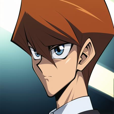 (masterpiece, best quality), TakahiroKagami, 1boy, serious, sharp eyes, orange hair, light blue eyes,  <lora:takahirokagamiyugioh-midpoint:0.8>