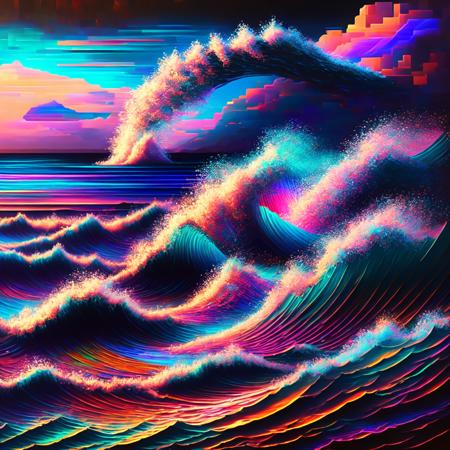 (glitchwave style:1) a painting of a wave crashing into the ocean <lora:djzGlitchWaveV21_LoraBooth:1>