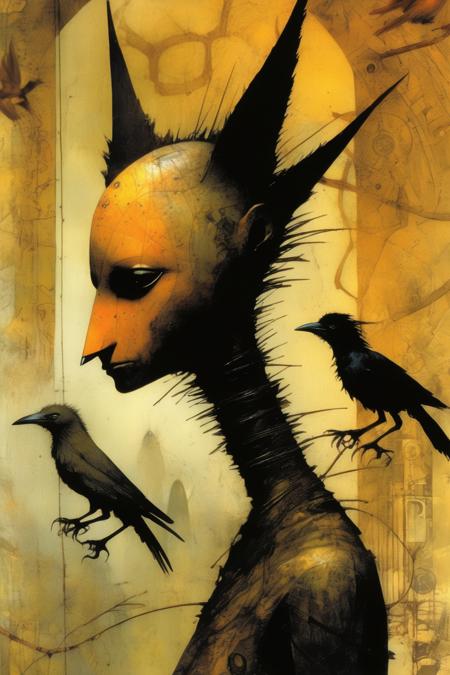 <lora:Dave McKean Style:1>Dave McKean Style - PROMPT or translation and artificial processing from Dave McKean's style memorable cover illustrations_painted fox and crow_ very important the cover of #1 Art Ex Machina Volume 001 Cover Art By Dave McKean mix of many according to and a painted crow_and fox_ Midjourney_work teacher_