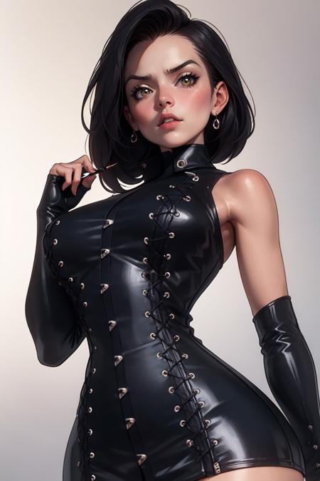 c0rs3t leather laced corset latex laced corset halter top, cleavage cutout pencil skirt laces