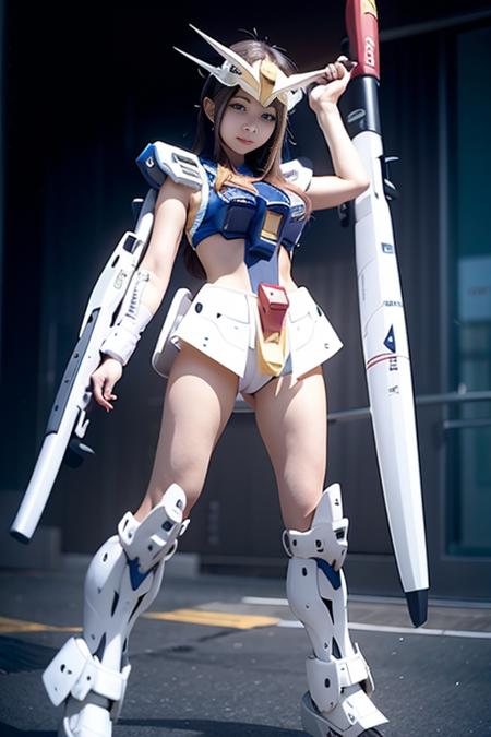 gundam_girl,  weapon, <lora:gundam_girl_v12:0.8>,   <lora:japaneseLingerie_v10:0.3>, gun,  arm up