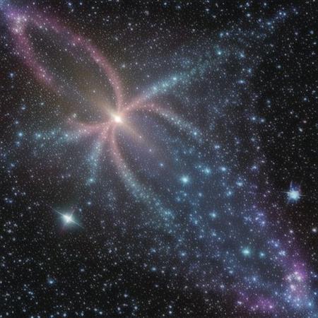 Generate an image that captures the essence of space exploration, featuring the starship Odyssey gliding gracefully through a cosmic tapestry of swirling galaxies, distant nebulae, and sparkling star clusters. Show the ship's sleek design against the backdrop of the infinite cosmos, with streaks of light trailing behind as it ventures into the unknown depths of space.