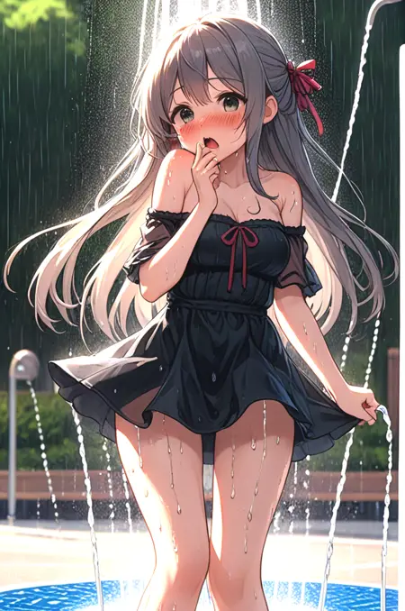 girl like splash pad / drinking fountain