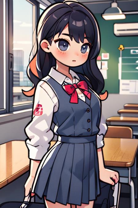 (masterpiece), best quality, high resolution, highly detailed, detailed background, perfect lighting, 1girl, school uniform