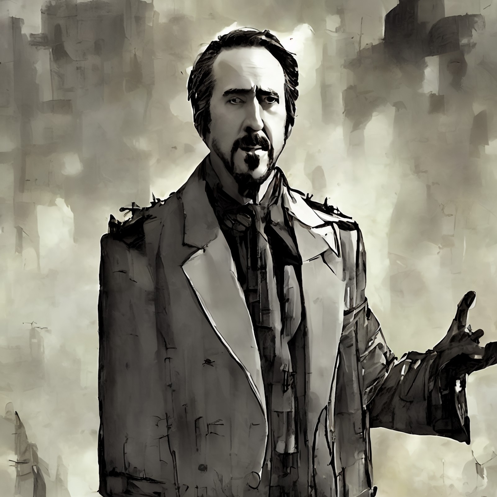 digital Ink, Nicholas Cage as president, style by DieselpunkCity