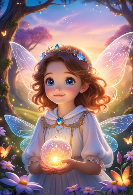 misunderstood cute creature, enchanted background, dawn, hopeful expression, pov,  vibrant colors, soft focus, fairytale, magical, intricate details, friendly creatures, glowing elements, dreamy, whimsical, inviting, ethereal, cinematic