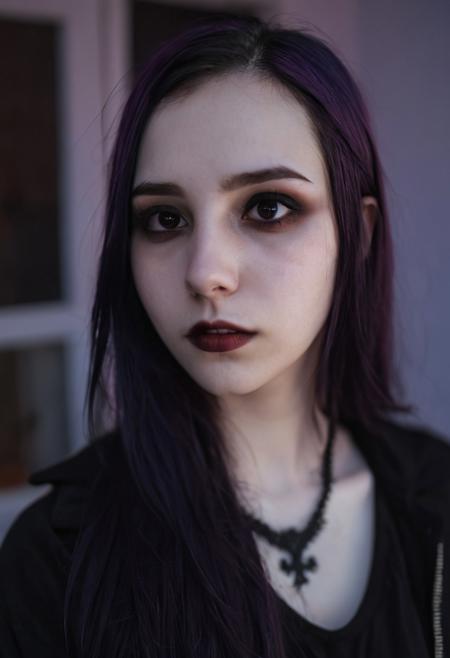 (((top-priority))), real-life, goth-girlfriend, split ambient twilight light, shallow focus, realistic shadows, ideal, vellus hairs, best image, best quality, depth of field, perfect composition, suggestive:1.2