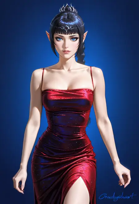 Blue & Red Velvet Dress