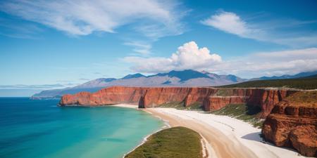 clouds,beach,mountain, 8k high quality, detailed, colorful analog photo, masterpiece, photorealistic, vibrant color film, masterclass, heavy (film grain), Fujicolor 400, Nikon F401, from above,(rating_explicit), (score_9, score_8_up, score_7_up, score_6_up, score_5_up, score_4_up, high res, 4k)