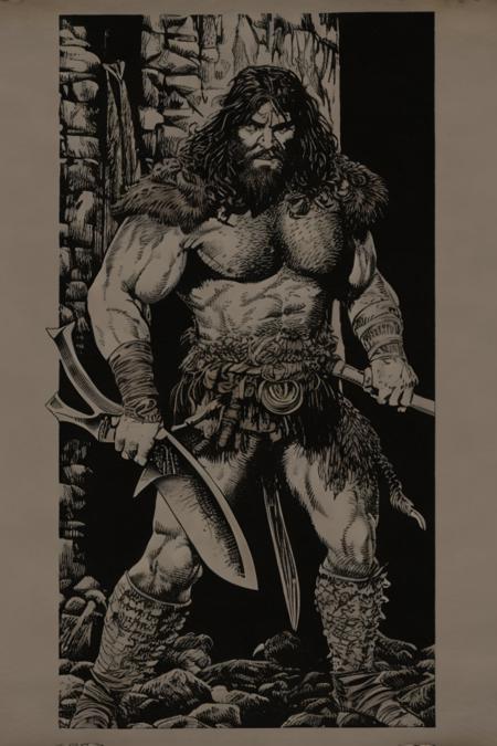 fantasyclassics, a barbarian holding an axe <lora:FantasyClassics:1>