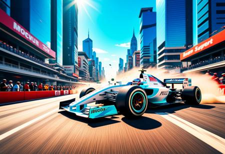*"Create a high-energy 2D anime-style illustration (4K) in a mythic retro 90s aesthetic, depicting a white 1990s Formula 1 car racing at breakneck speed through a chaotic city street. The scene is set in broad daylight—bright, saturated colors with a warm sun casting sharp shadows. The F1 car is in a dynamic side view, mid-drift, with exaggerated motion lines, smoke, and tire marks emphasizing its insane speed. The mythic car’s sleek white body gleams under the sunlight, with sponsor decals and aerodynamic details meticulously rendered. Inside the cockpit, a determined male driver in a crisp white racing helmet grips the wheel, his intense focus visible through the visor. The cityscape is dense—towering buildings, bustling streets, and neon signs blurring past. Pedestrians and other cars scatter in panic as the F1 car dominates the road, kicking up dust and debris. The art style mimics classic 90s anime: bold outlines, cel-shaded textures, and vibrant colors with a slight grain for nostalgia. The composition is dynamic, with speed streaks, lens flares, and a fisheye perspective to heighten the adrenaline. Background details include skyscrapers, overpasses, and a deep blue sky with scattered clouds for contrast."*
,
