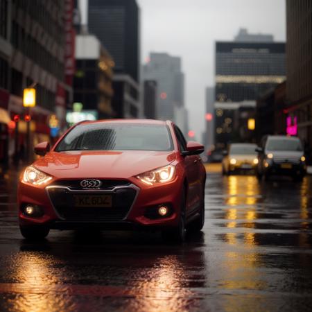 Photograph of a car in the city, night, rain, cinematic <lora:CR2RawLoRA-10:1>, (good composition), (in frame), centered, 8k, 4k, detailed, attractive, beautiful, impressive, photorealistic, realistic, cinematic composition, volumetric lighting, high-resolution, vivid, detailed, stunning, professional, lifelike, crisp, flawless, DSLR, 4k, 8k, 16k, 1024, 2048, 4096, detailed, sharp, best quality, high quality, highres, absurdres